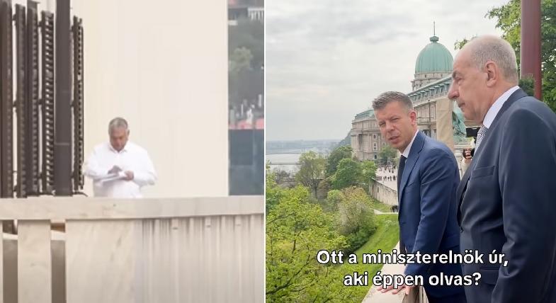 A nap képe: miközben Magyar és Sulyok egyeztetett, felbukkant a magányosan olvasgató Orbán Viktor