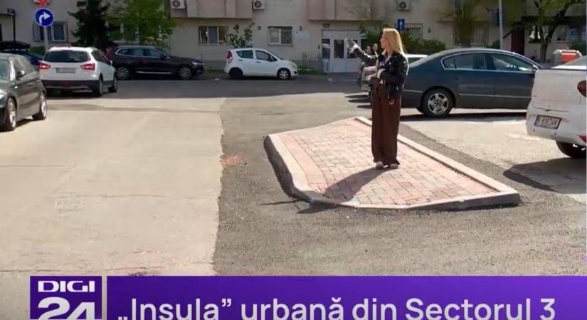 Egy bukaresti panelrengetegben a semmiből bukkant elő egy magányos járdasziget