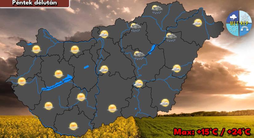 Napos kezdet, délután elszórt záporokkal