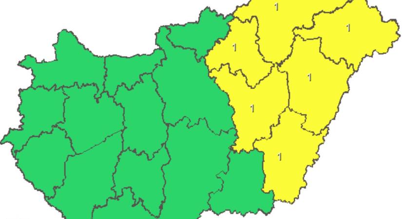 Hat megyére adtak ki figyelmeztetést zivatar miatt, viharos szél kísérheti