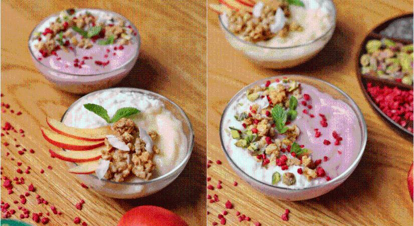 Barackos-málnás zabkása ropogós granolával – desszertélmény reggelire