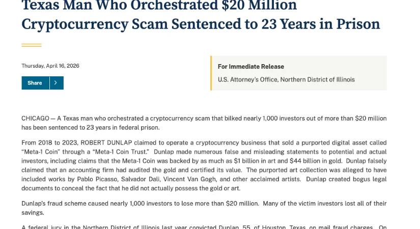 23 év börtön a houstoni kripto-átverésért
