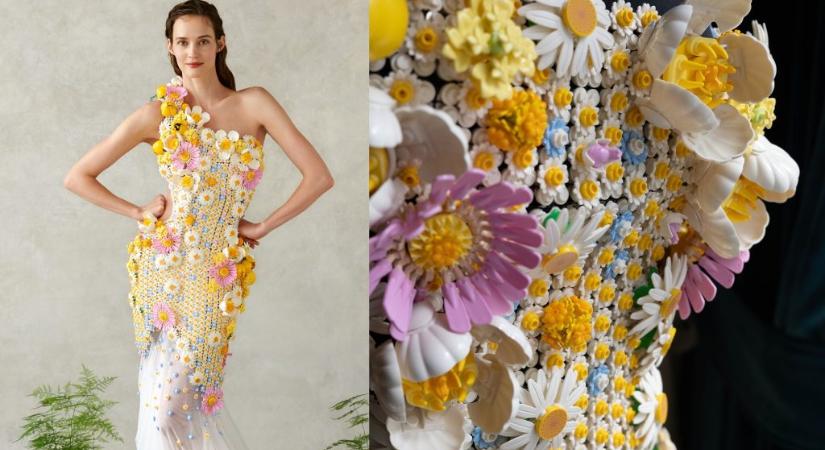 Virágos LEGO-ruhát készített egy magyar divattervező