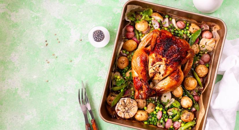 Szaftos sült csirke újburgonyával – hétvégi ebéd egy tepsiben