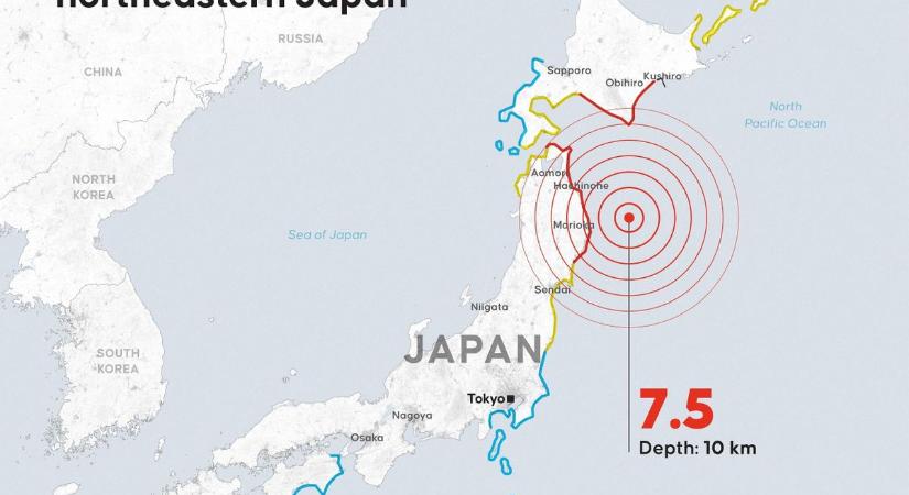 Rémisztően erős földrengés rázta meg Japánt: kiadták a cunamiriadót