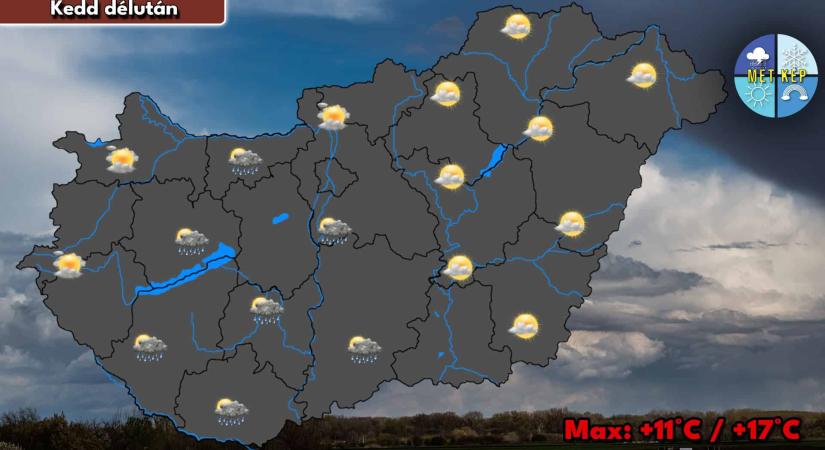 Záporokkal tarkított hűvös idő