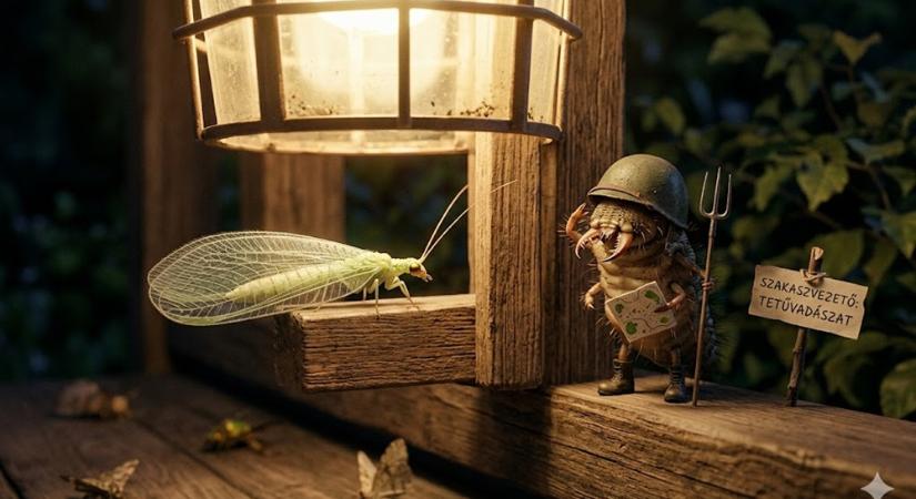 A tornácod lámpájánál ülő törékeny rovar a kert egyik legkegyetlenebb levéltetűvadászát küldi harcba