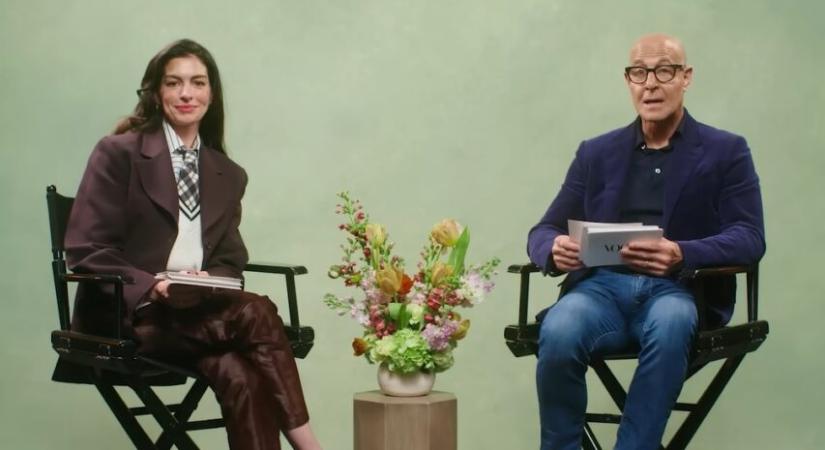 Anne Hathaway és Stanley Tucci gyors kérdésekkel bombázzák egymást – videó