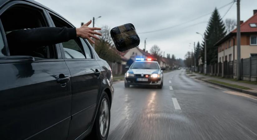 Rejtélyes csomag repült ki a kocsiból, amit üldöztek a rendőrök