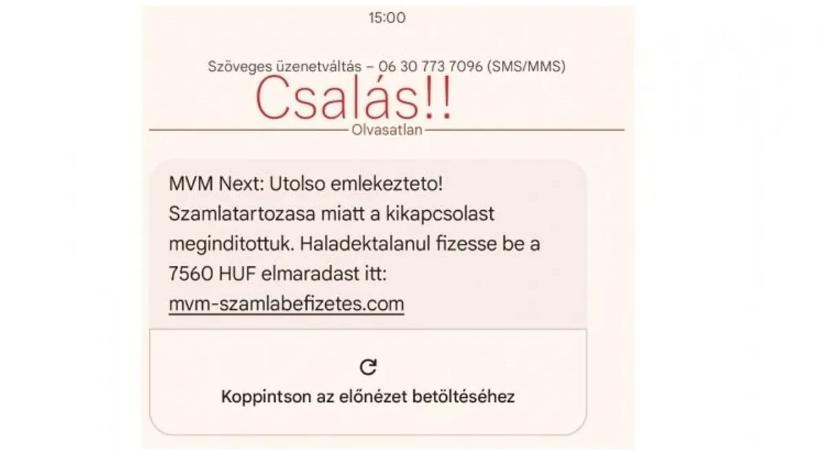 Vigyázat! Hamis üzenetek terjednek az energiaszolgáltató nevében