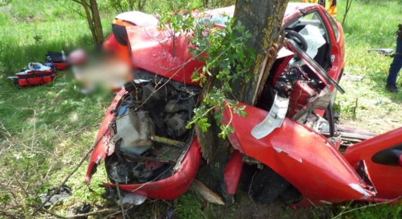 Újabb halálos baleset: rácsavarodott a fára az autó, a roncsba szorult az utas a magyar főúton (megrázó fotók)