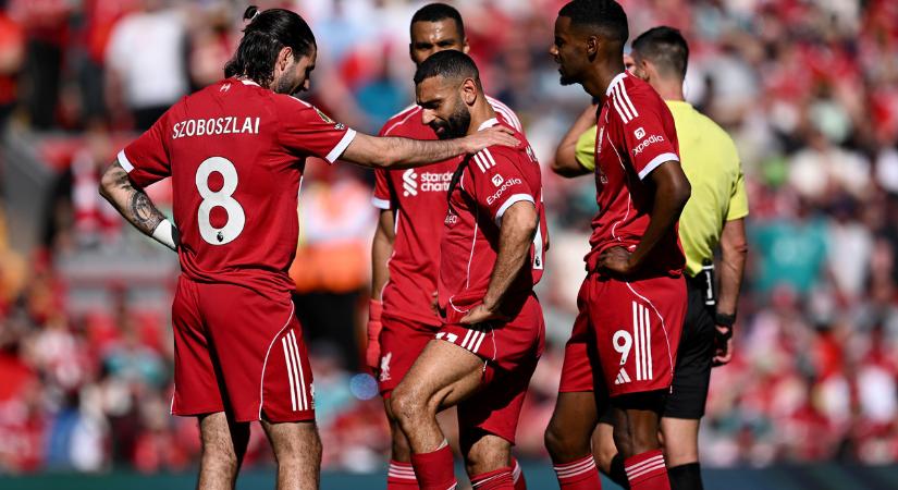 Szoboszlai Dominik arcára kiült az aggodalom, Szalah tekintete mindent elárul