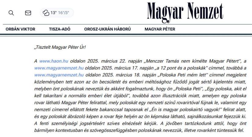 Magyar Péter: ‘Így lettem az orbáni propagandában kiirtandó poloskából »Tisztelt Magyar Péter Úr!«…’