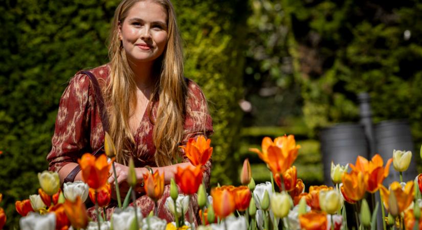 Vörös nadrágkosztümben jelent meg Katalin Amália holland hercegnő – már most királynői kisugárzással hódít