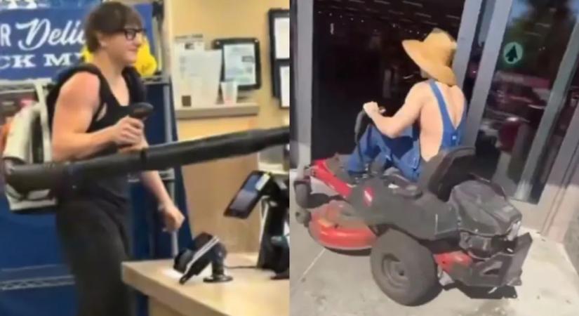 Fűnyírótraktorral ment a boltba, nem örültek neki