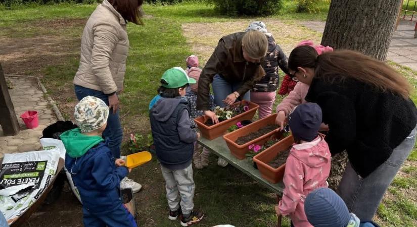 Virágba borult az óvoda udvara - szorgos kis kezek dolgoztak rajta