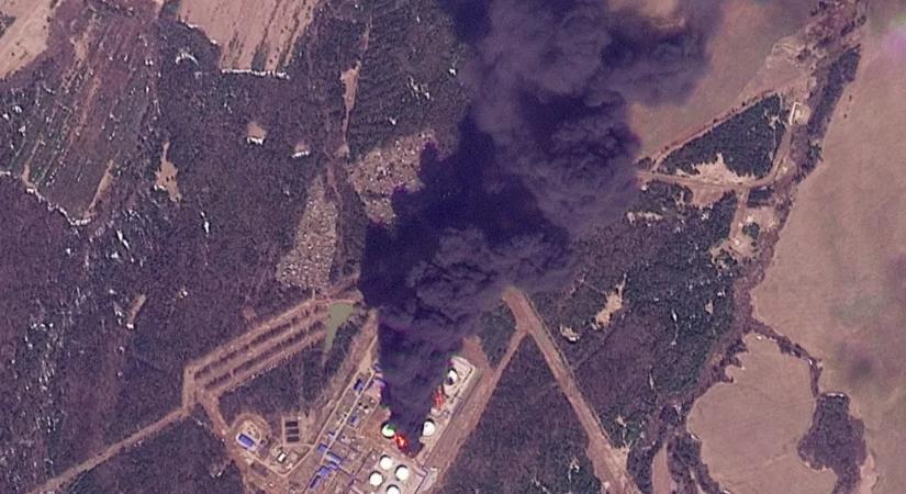 Olajos eső és toronymagas lángok: hatalmas tüzeket okoznak az ukrán dróntámadások Oroszországban
