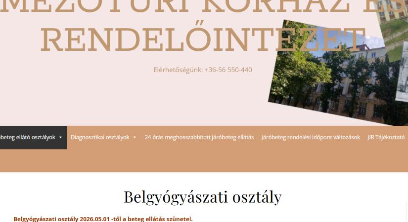 A választás után bő két héttel bezár a mezőtúri kórház belgyógyászati osztálya