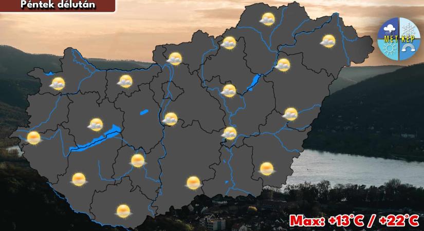 Változóan felhős, enyhe idő várható pénteken