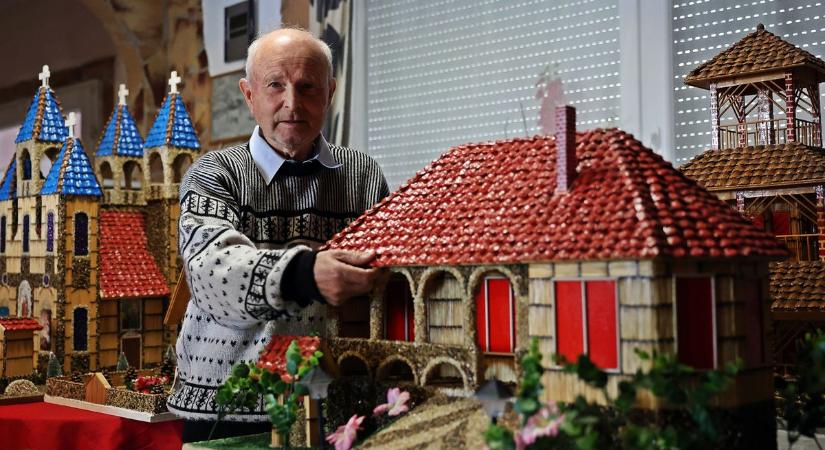 Az élet új esélyt adott: szívműtétje óta gyufából épít csodavilágot a 72 éves madarasi férfi  fotók