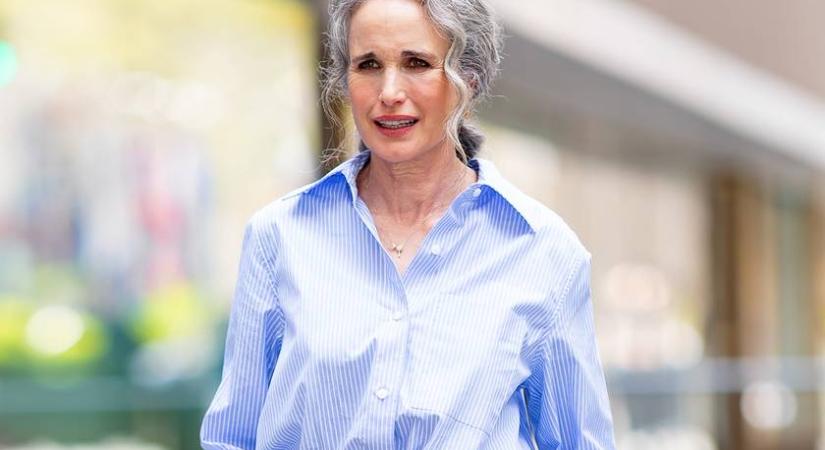 A 68 éves Andie MacDowell ősz frizurája sikkes és nőies: a szezon divatszíneivel emeli ki ragyogását