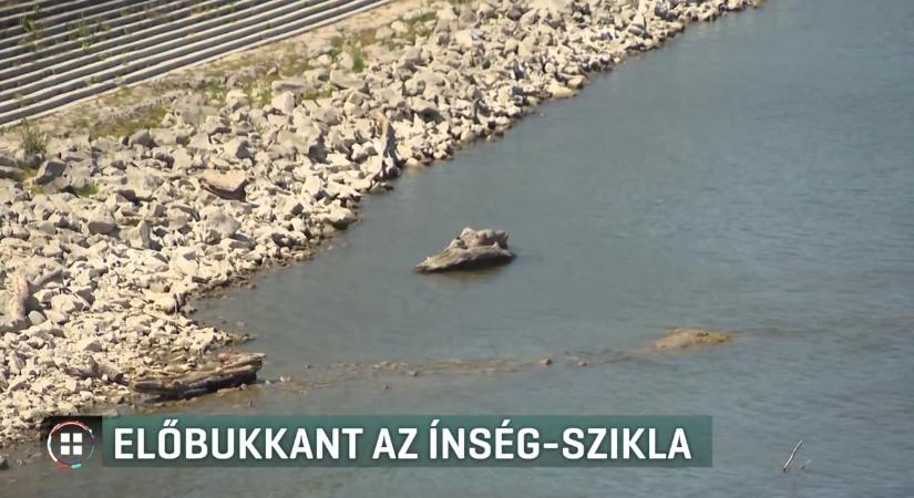 Előbukkant az Ínség-szikla a Duna medrében, olyan nagy a szárazság
