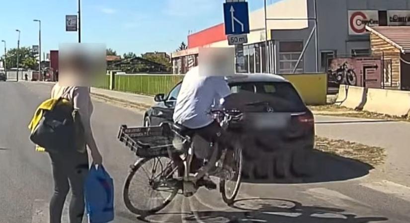 Zebrán sodorta el a biciklist az autós, majd lassítás nélkül továbbhajtott – videón a jelenet