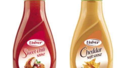 Univer Sweet chili szósz 500 g és Cheddar sajt szósz 410 g