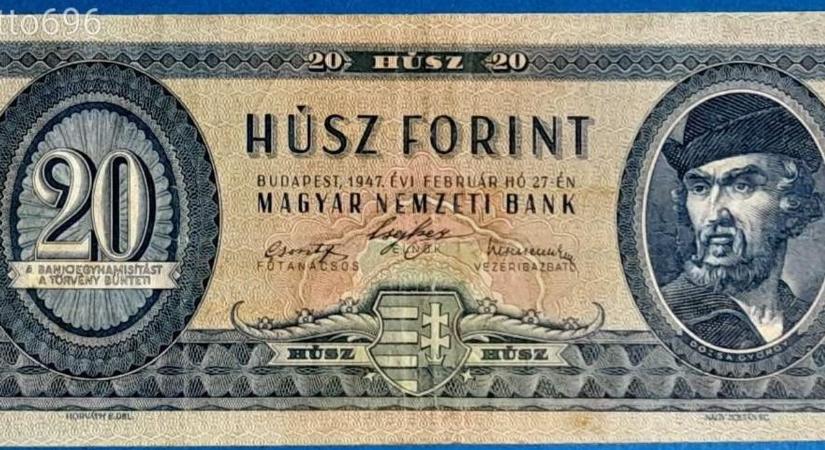 1947-es papír húszas 1,3 millió forintért? Kíváncsi, mi lett az aukció eredménye? Eláruljuk