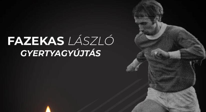 Gyertyagyújtás Fazekas László emlékére a Szusza Ferenc Stadionnál