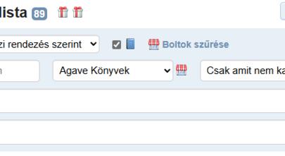 Kiadók és ajándékdobozok szűrése a kívánságlistákon