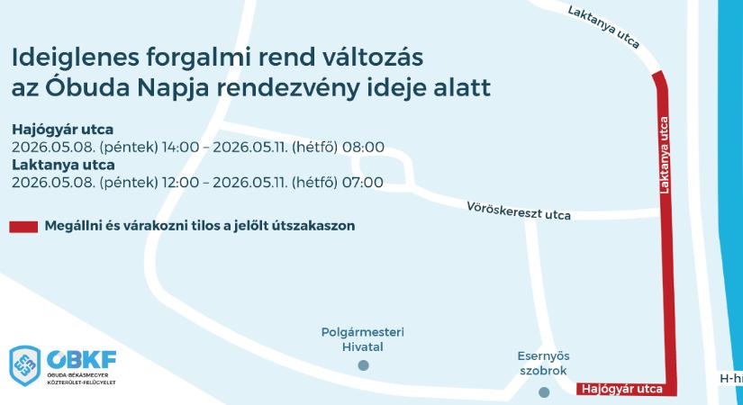 Ideiglenes forgalmi rend az Óbuda Napja alatt – Változott a Laktanya utcai lezárás időpontja!