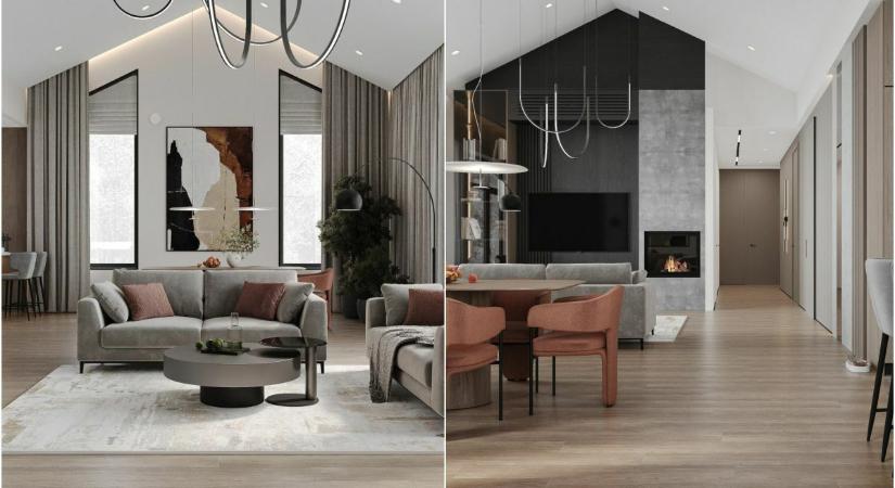 50 m² tiszta elegancia: irigylésre méltó konyha‑nappali-étkező elrendezés modern színekkel