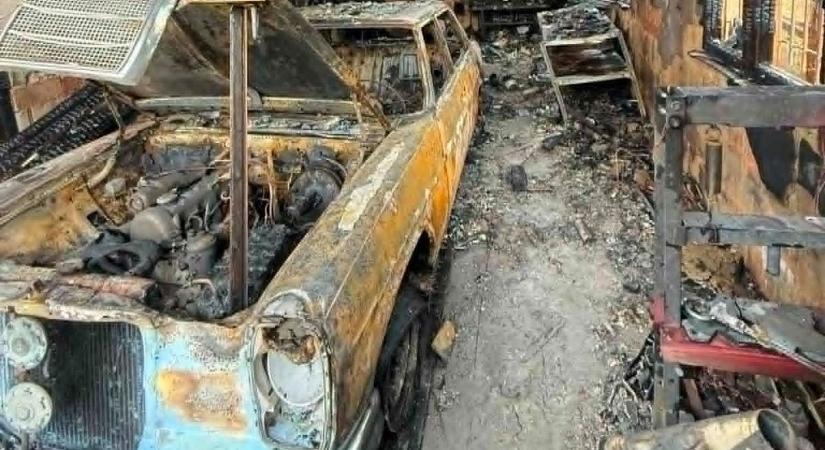 Pokoli tűz Demecserben: Mercedes égett porrá a műhelyben, a házat sem kímélték a lángok (fotók)