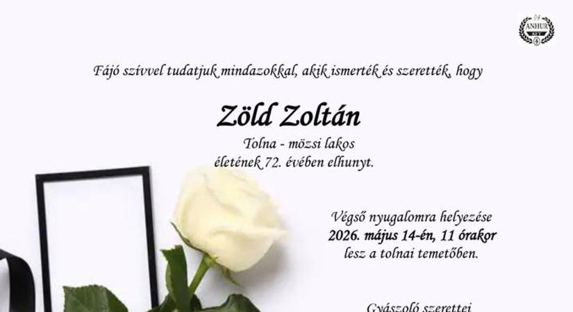 Elhunyt Zöld Zoltán, Szakály egykori jegyzője