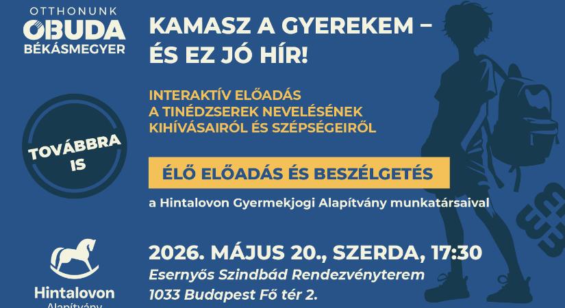 Gyermekvédelmi előadás és beszélgetés a kamaszkor szépségeiről az Esernyősben, (nem csak) szülőknek, május 20-án