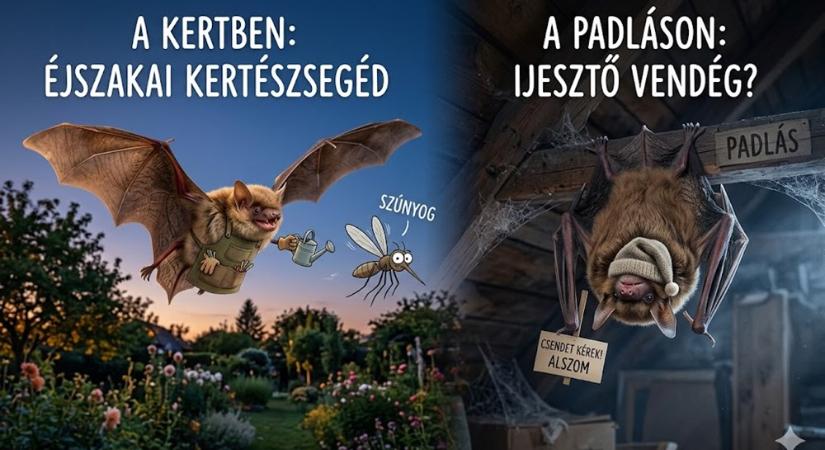 Denevér a kertben, denevér a padláson: ijesztő vendég vagy éjszakai kertészsegéd?