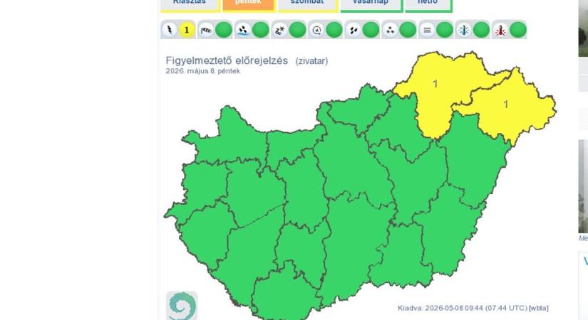 Riasztást adott ki a HungaroMet, akár jégeső is lehet Szabolcsban