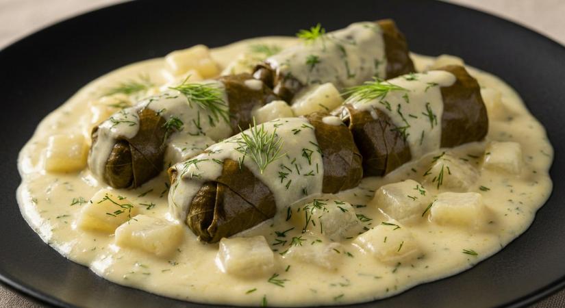 Kirobbanóan tavaszízű: kapros karalábéfőzelék töltött karalábélevéllel