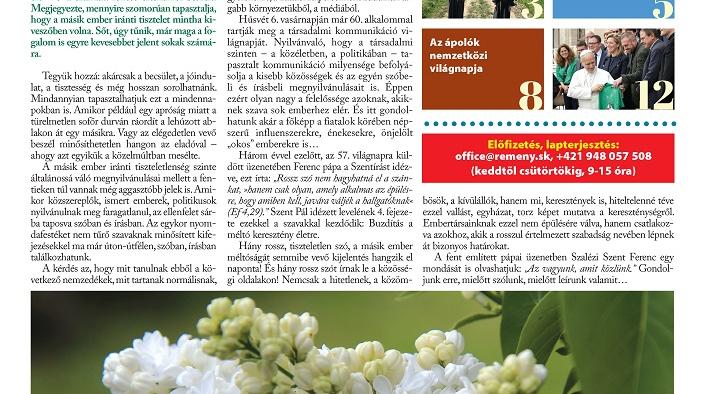 „Lelkünk táján“ címmel új rovat indul a Remény hetilapban