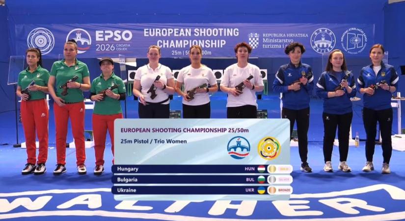 Európa-bajnok a női sportpisztolyos trió