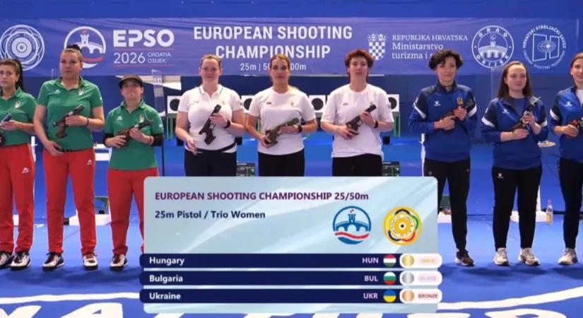 Aranyérmes lett a magyar női sportlövő trió az Európa-bajnokságon