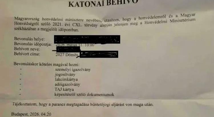 Kamu katonai behívókat kaptak többen is Dömösön, a rendőrség nyomoz