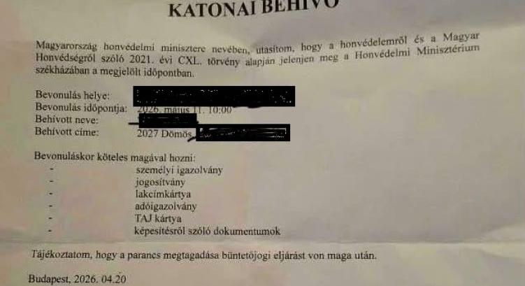 Hamisított katonai behívókkal riogatnak Dömsödön – megszólalt a rendőrség az ügyben