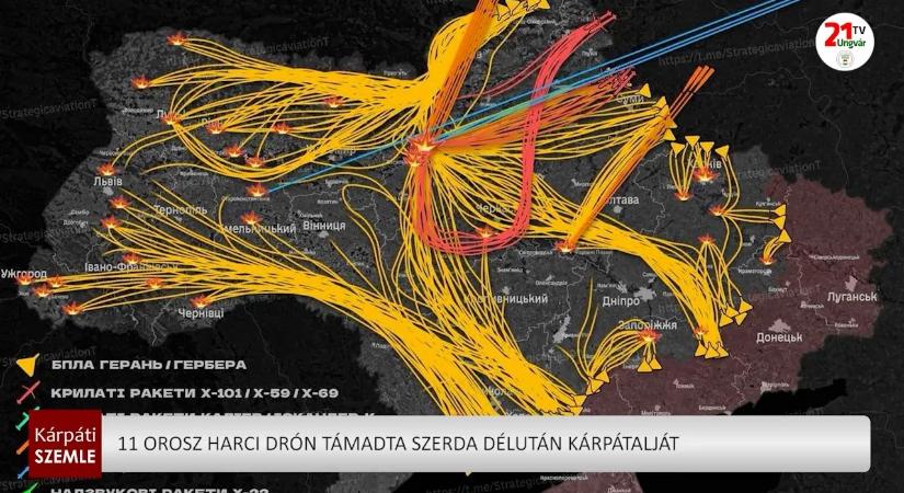 11 orosz harci drón támadta szerda délután Kárpátalját (videó)