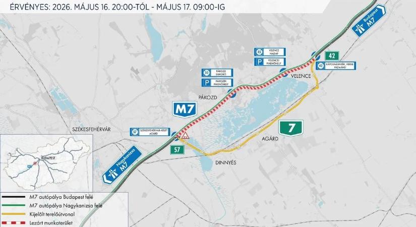 Hétvégi lezárás az M7-esen, mutatjuk a kerülőutakat és a változásokat