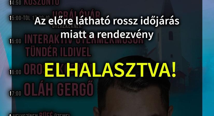 Elmarad a Fügödi Nap a kedvezőtlen időjárás miatt