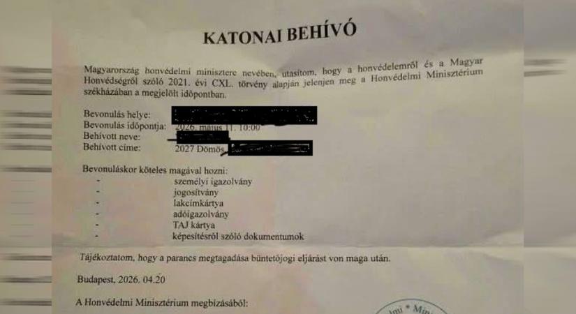 Hamis katonai behívóval viccelte meg barátját egy férfi Dömösön