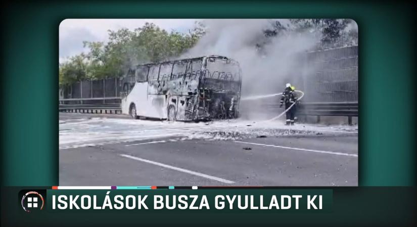 Iskolások busza gyulladt ki, mindenük odalett