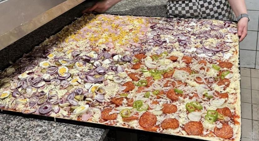 Ötven bukás után most megették az ország legnagyobb pizzáját Marcaliban, 450 ezer forintot kerestek vele